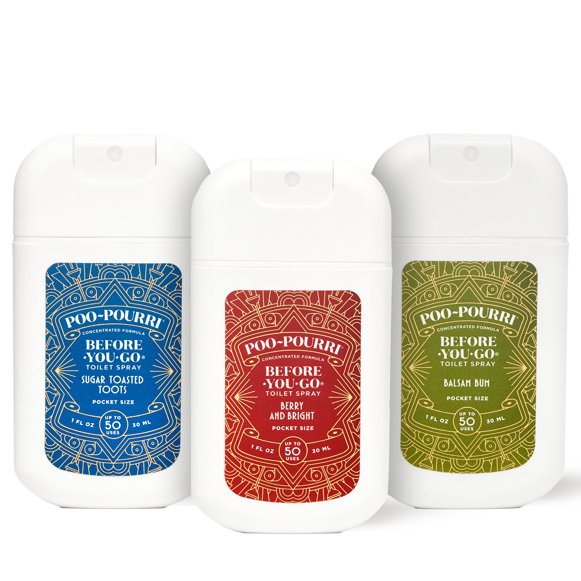 Try the 1 fl oz Sugar Toasted Toots, Balsam Bum and Berry and Bright Pocket Sprayers from ~Pourri. This Poo~Pourri Toilet Spray, infused with essential oils, traps odors before they begin, keeping your bathroom fresh. Its compact bottle design makes it perfect for discreet use