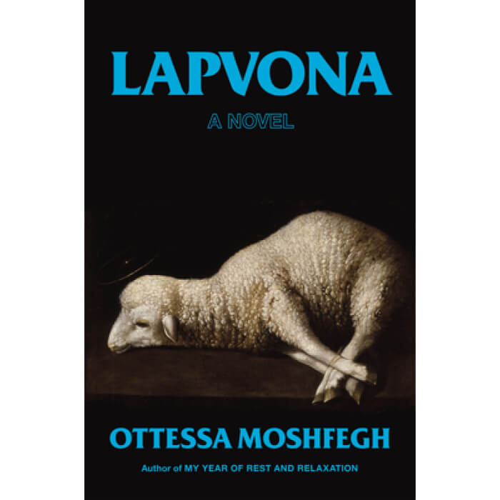 The book cover of Lapvona by Ottessa Moshfegh showcases a deceitful sheep resting on a shadowy background, capturing an intriguing mystery.