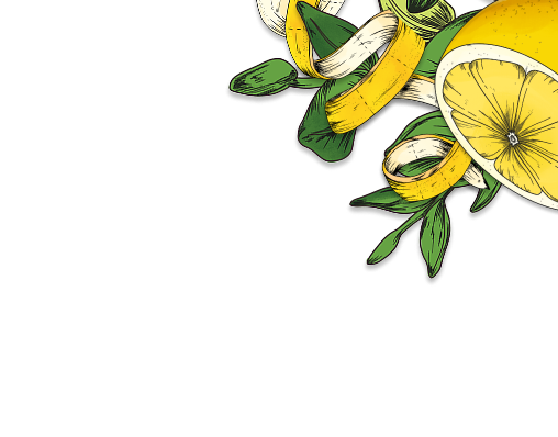 Decorative design with lemons and leaves