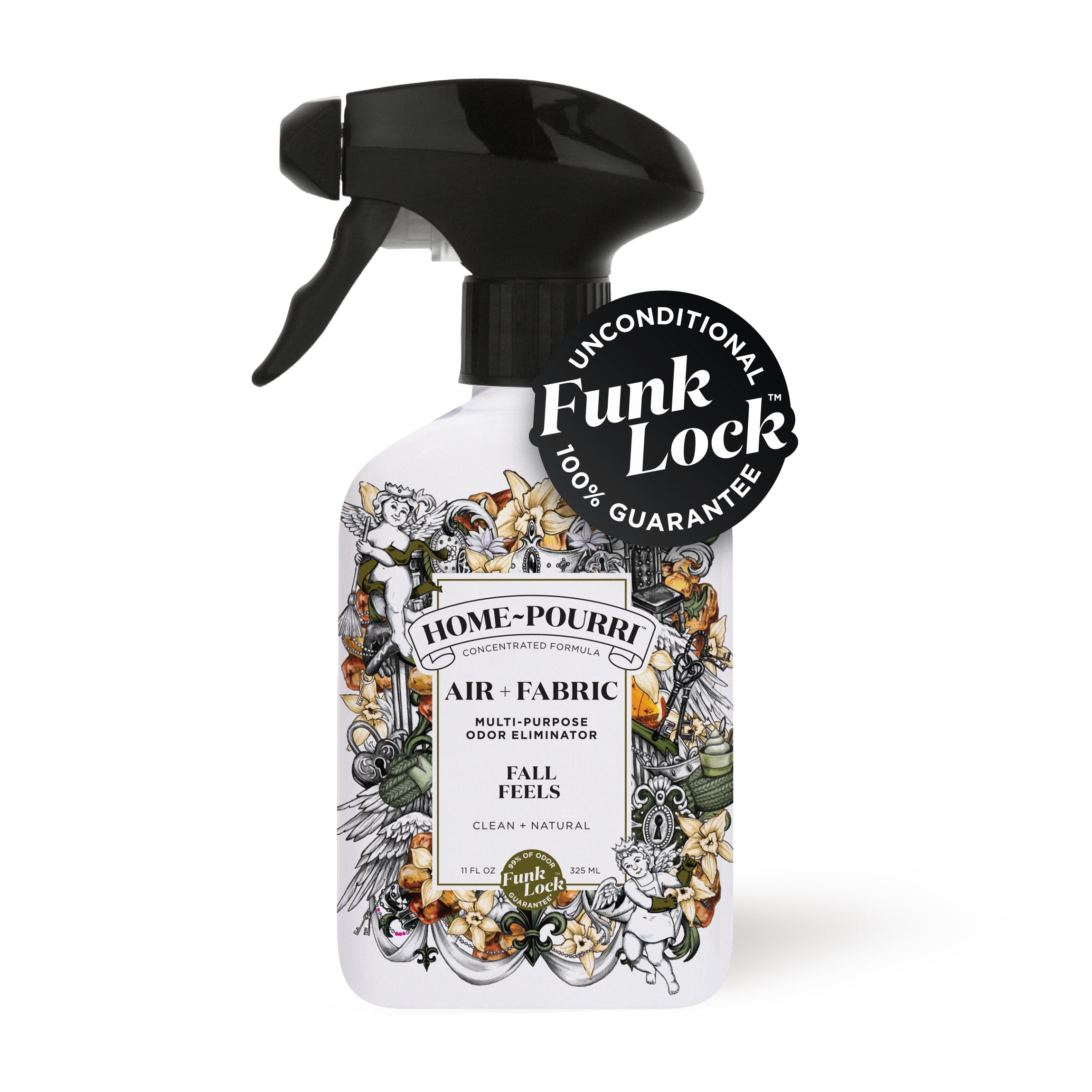 The Fall Feels - Home~Pourri Room Spray by ~Pourri, adorned with floral and angelic designs, infuses your space with essential oils to mask home odors.
