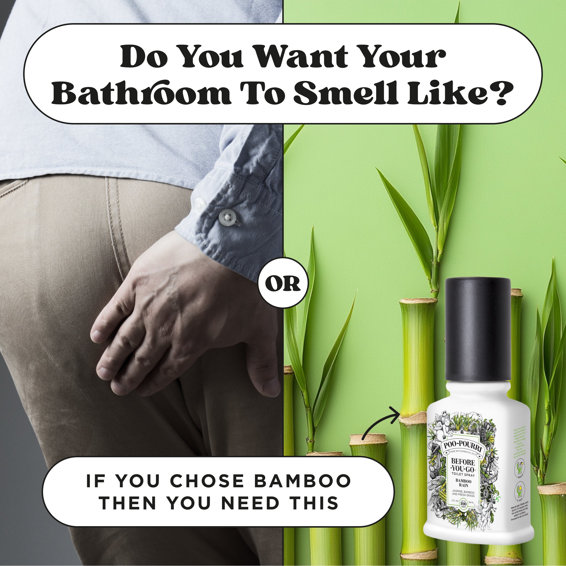 Do you want your bathroom to smell like poop or bamboo? If you chose bamboo then you need this Poo~Pourri before you go toilet spray bamboo rain.