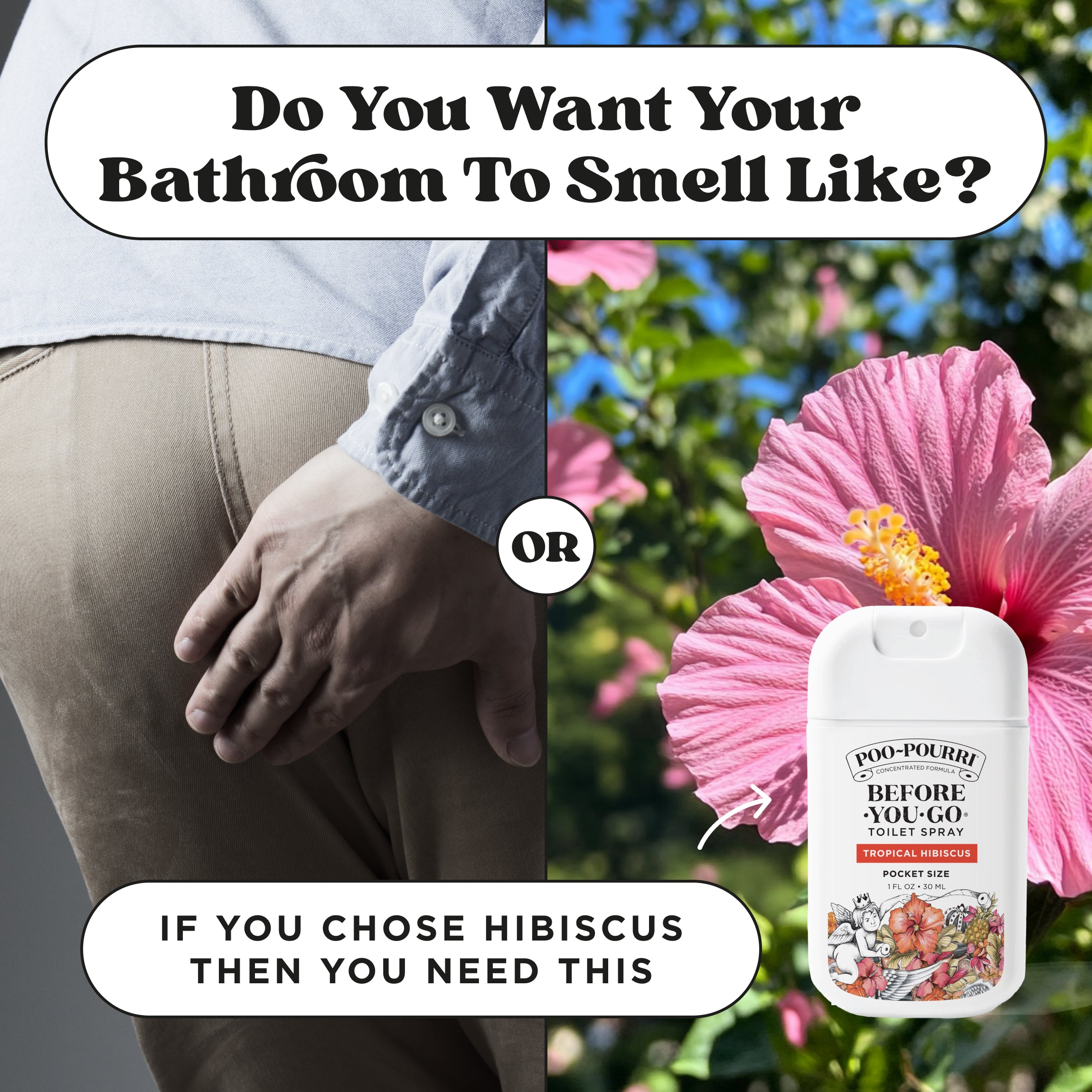 Do you want your bathroom to smell like poop or hibiscus? If you chose hibiscus then you need this Pocket Poo~Pourri before you go toilet spray tropical hibiscus.