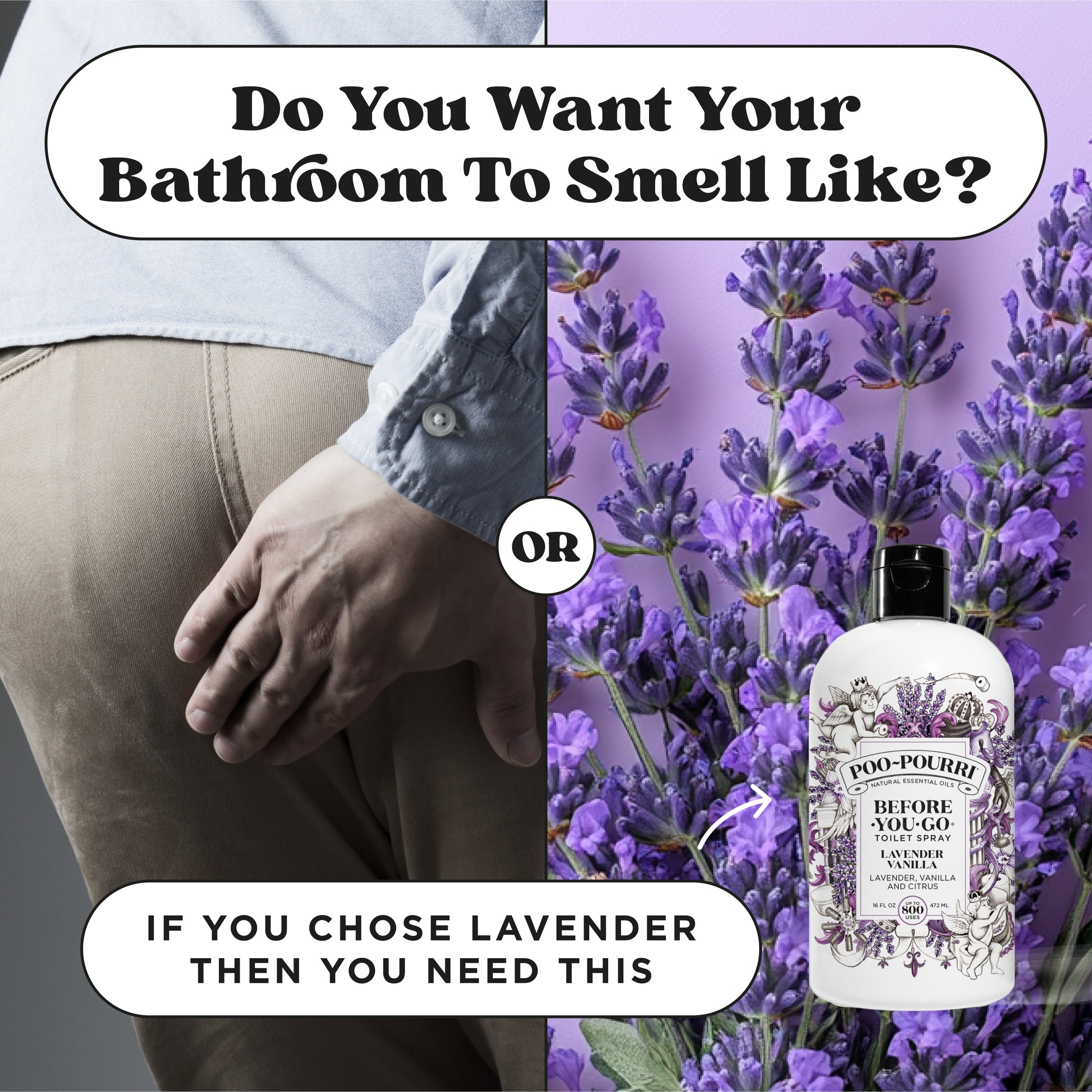 Do you want your bathroom to smell like poop or lavender? If you chose lavender then you need this Poo~Pourri before you go toilet lavender vanilla.