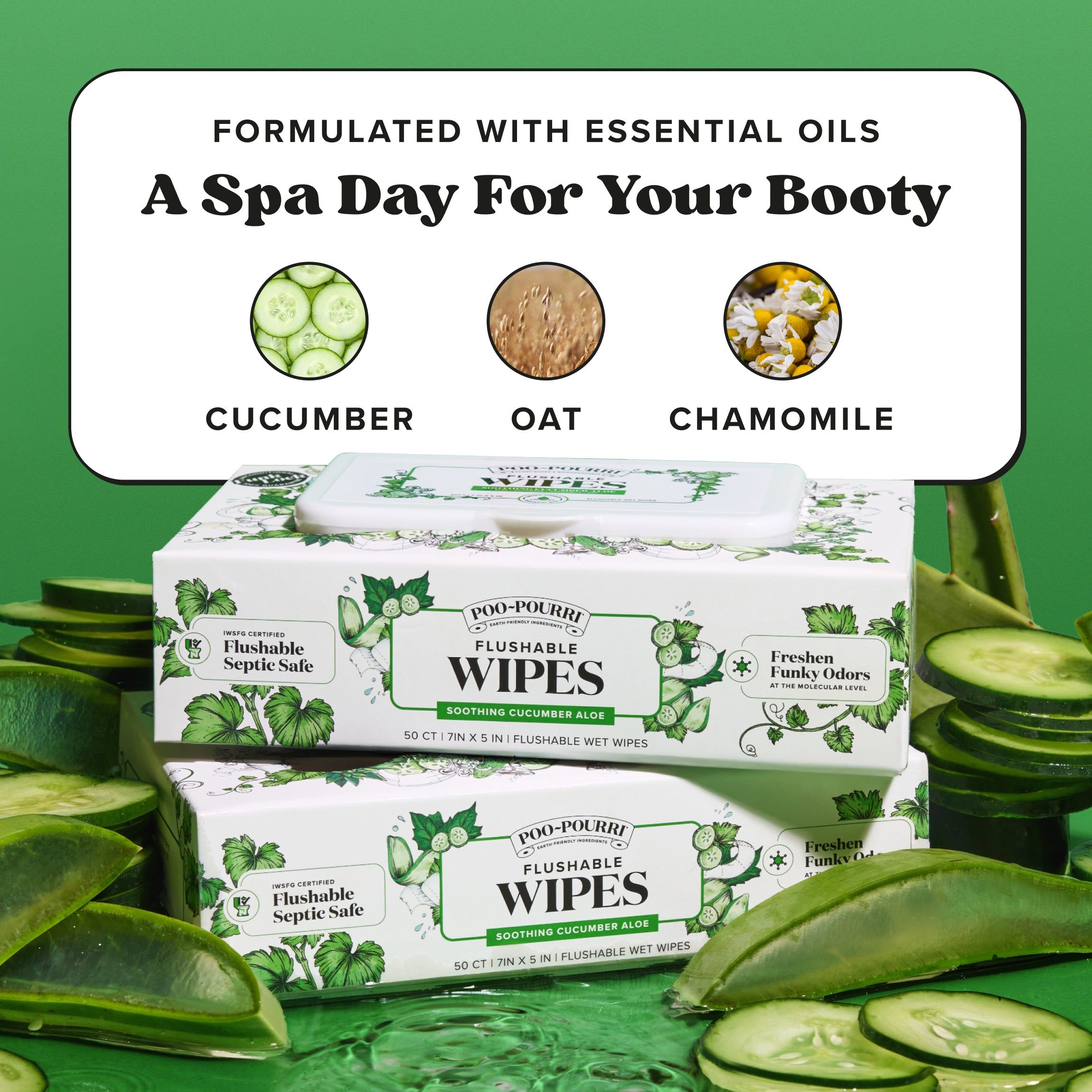 Poo Pourri 50 Count Cucumber Aloe Wipes