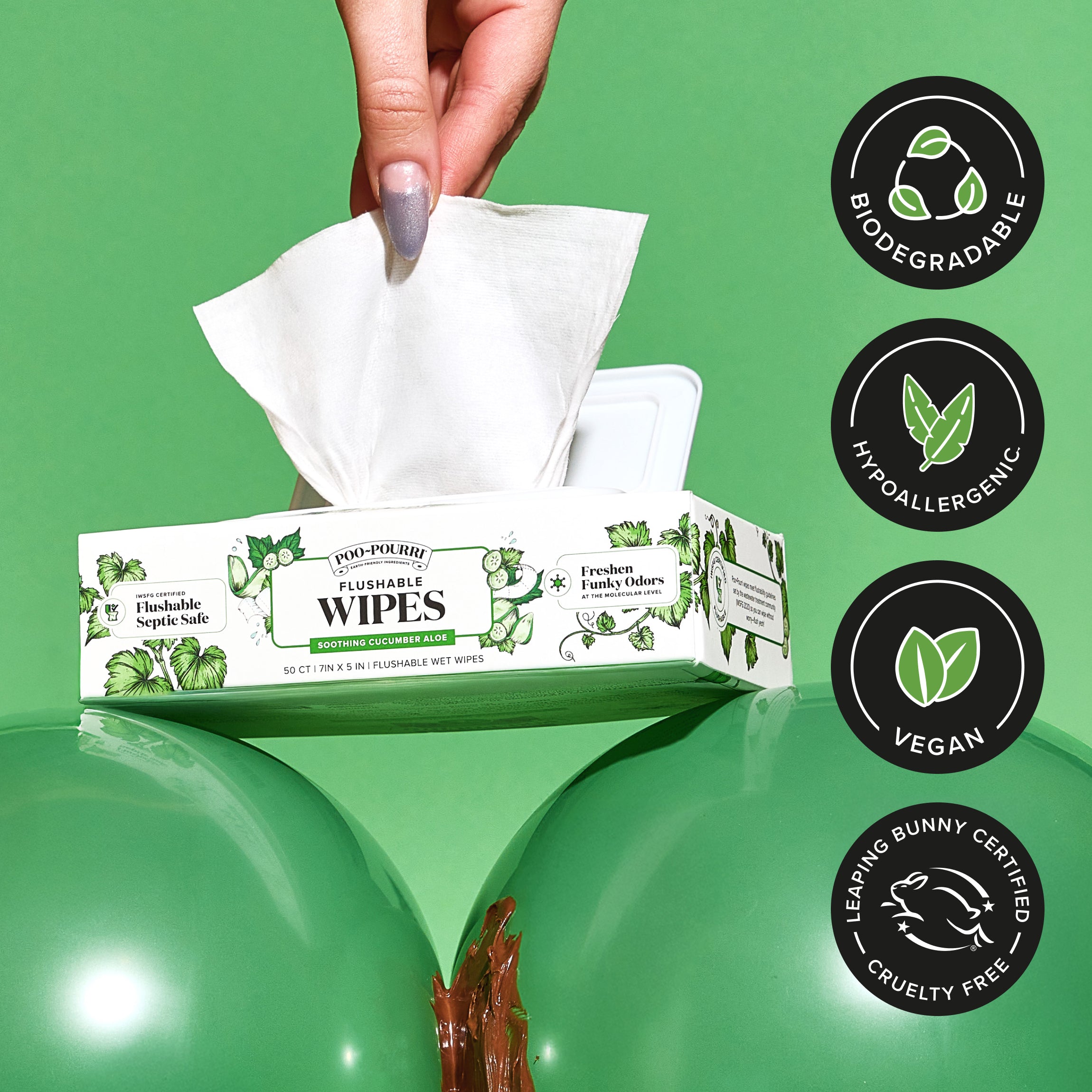 Poo Pourri 50 Count Cucumber Aloe Wipes