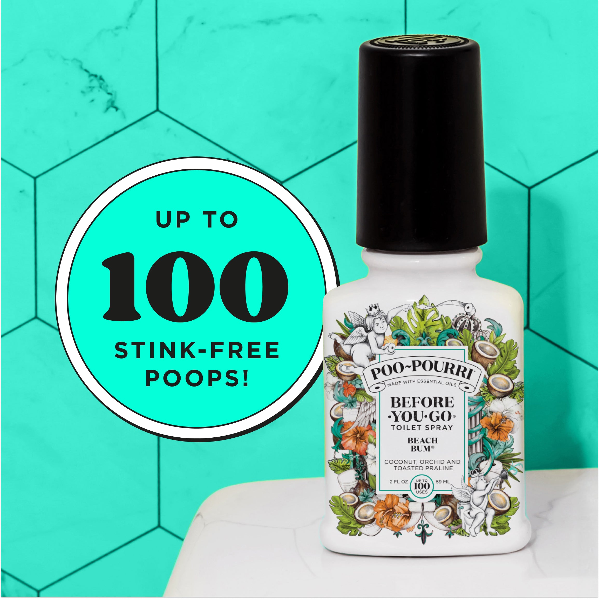 Up to 100 stink-free poops!