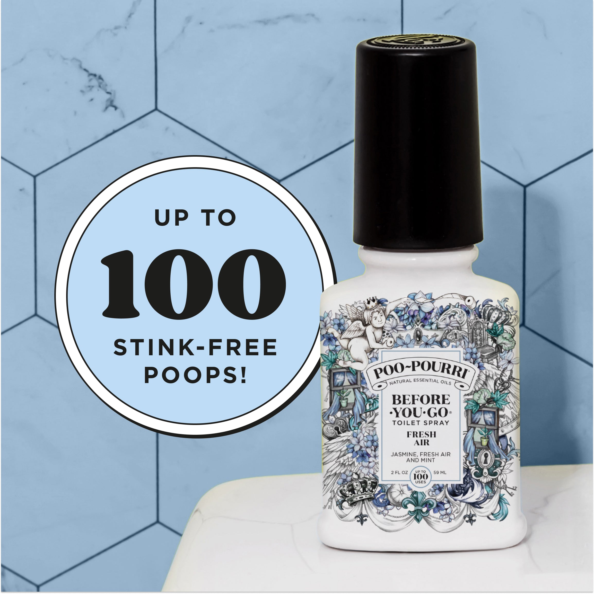 Up to 100 stink-free poops!