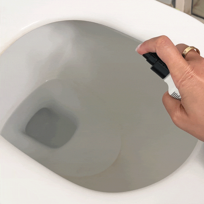 3-5 sprays into your toilet bowl to create a film on the water's surface.