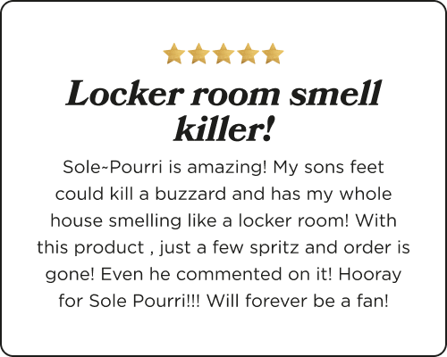 Product review for Sole~Pourri with five gold stars and a customer testimonial that says. 