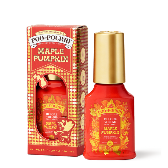 Poo-Pourri Maple Pumpkin bottle and packaging