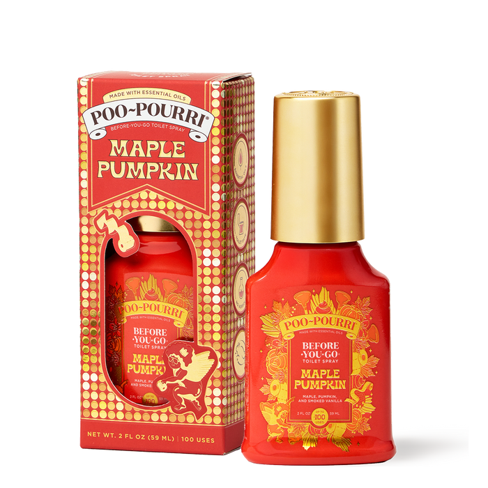 Poo-Pourri Maple Pumpkin bottle and packaging