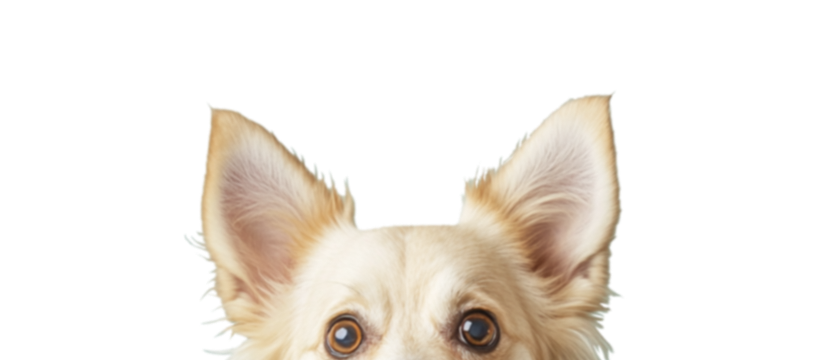 Close-up of a dog's face with large ears